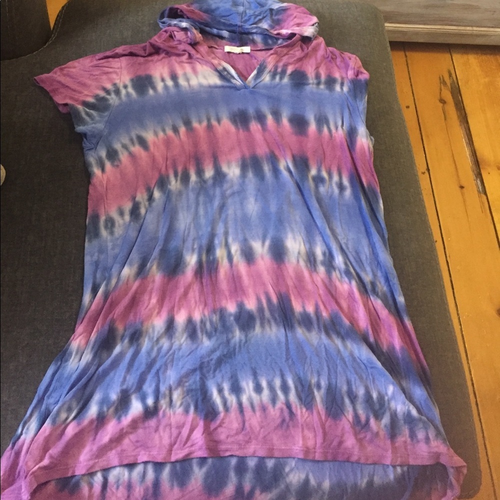 Tie dye hooded beach cover up