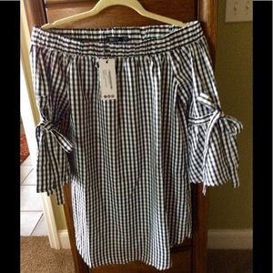 Off the shoulder gingham dress/tunic