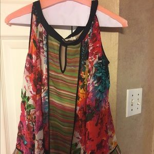 Fun flirty floral swing top