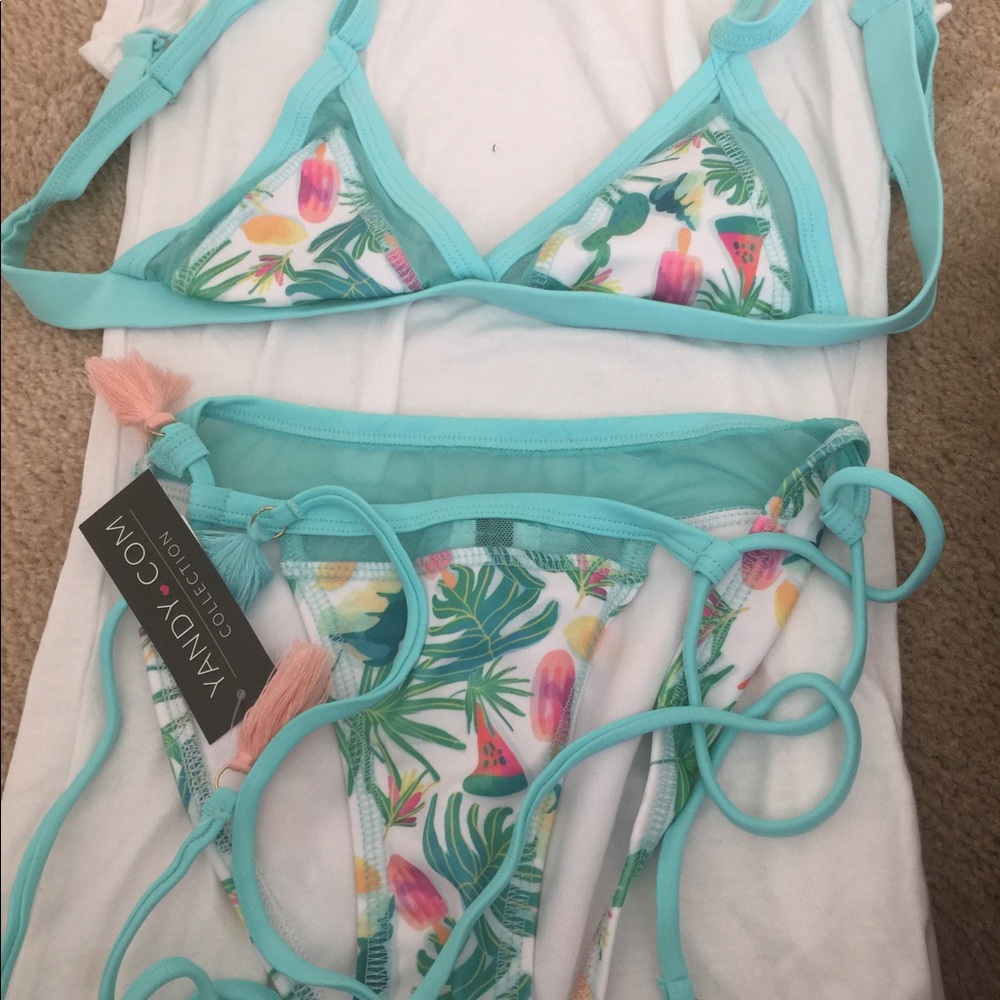 2 piece mesh detail bikini. New with tags.