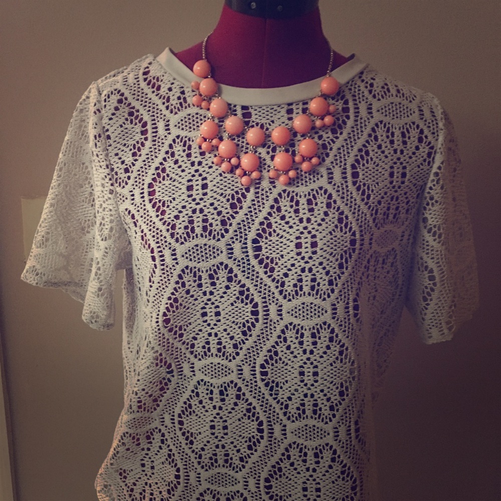 Banana Republic crochet nude top