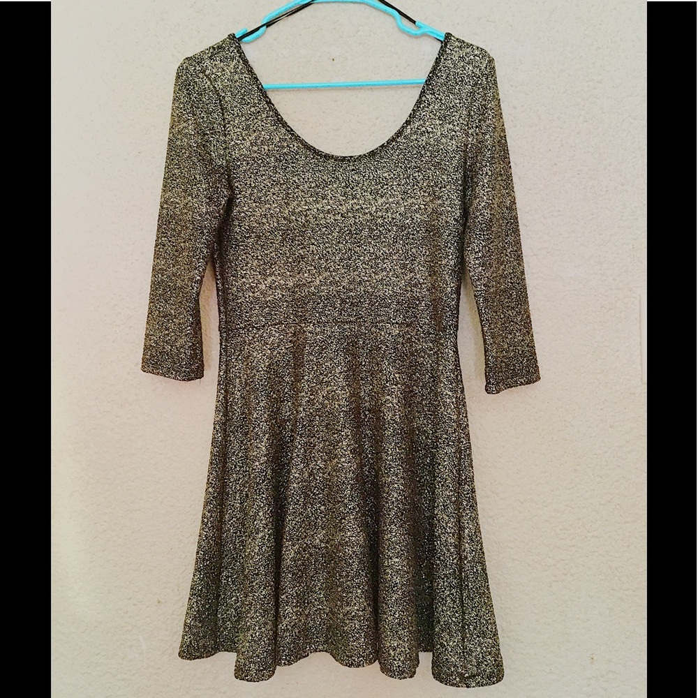 Gold Sparkle Skater Dress