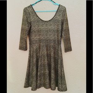 Gold Sparkle Skater Dress