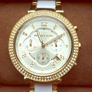 Michael Kors Mk6119 Gold Tone & White Watch