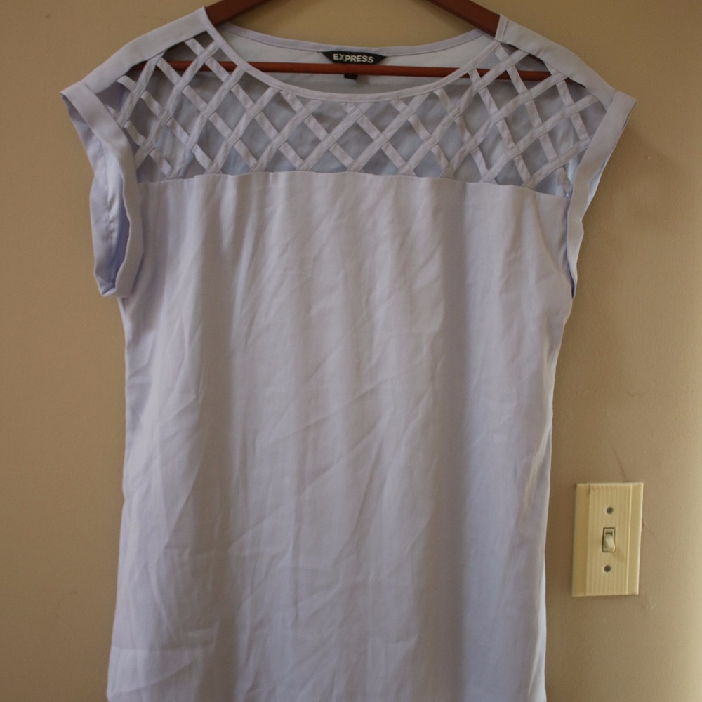 Periwinkle Blouse with Cut-Out Neckline