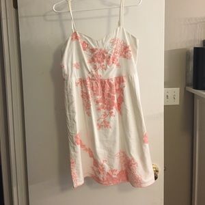 Embroidered White and Pink Dress