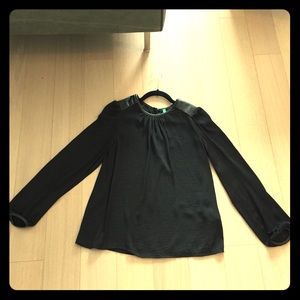 Benetton long-sleeved shirt w/vegan leather trim
