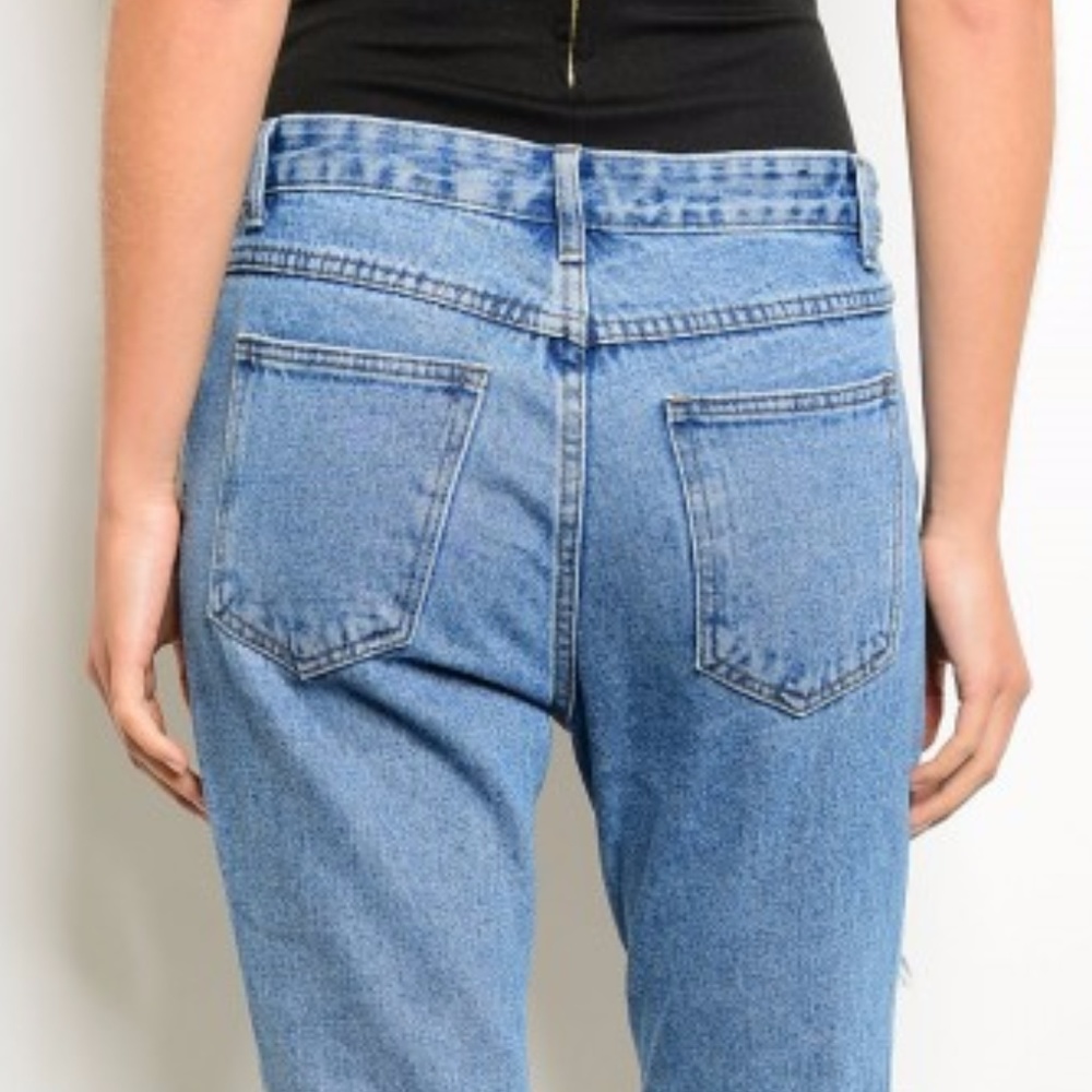 BLUE DENIM DISTRESSED JEANS - Picture 3 of 3