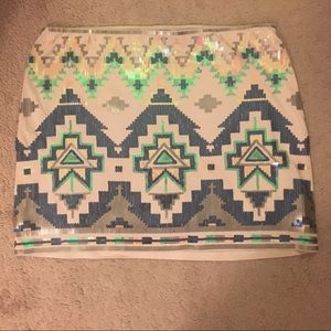 Express Aztec Sequin mini skirt
