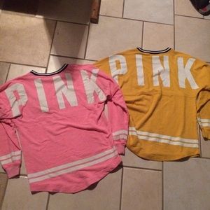 (2) pink crewnecks