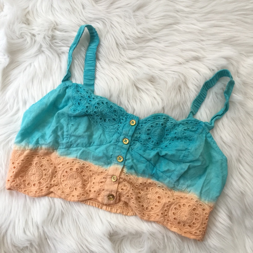 Scalloped Gradient Mermaid Tank Crop Top L