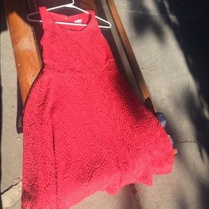 Red thick strap tank dress