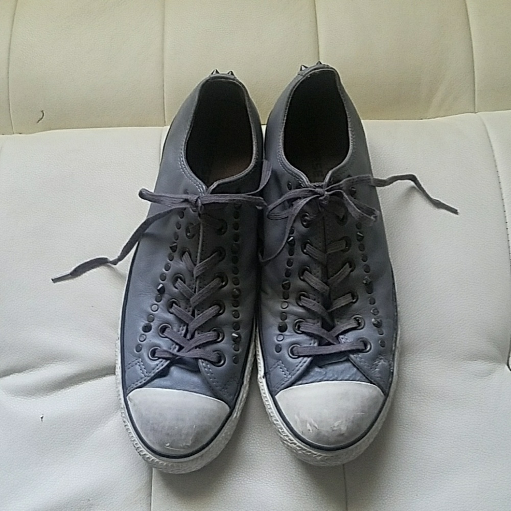 Distressed/ Studded Leather Converse