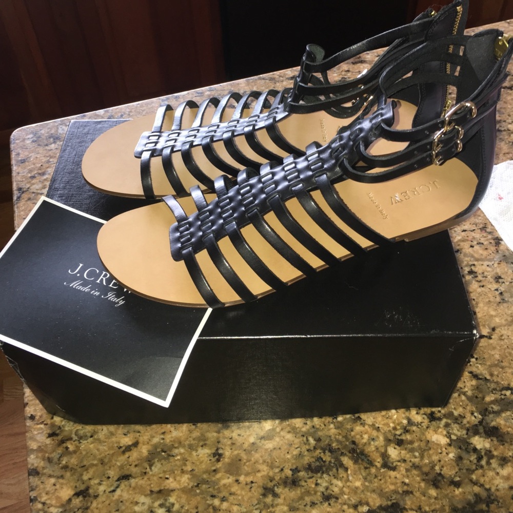 BLACK JCREW GLADIATOR SANDALS SIZE 10
