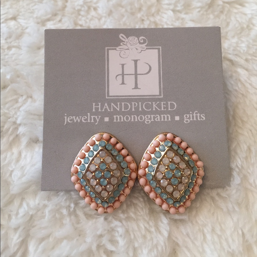 NEW Light Pink and Aqua Stud Earrings