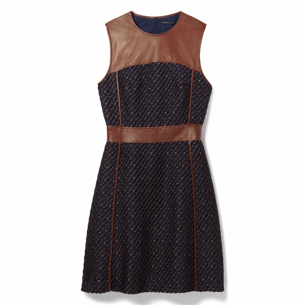 Theory Navy&Terracotta Tweed 'calvino W' Dress