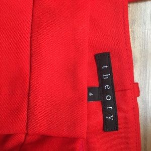 Theory red pleated slacks