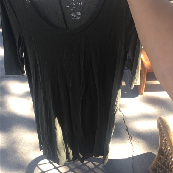 Olive green three quartered sleeve shirt. - Picture 1 of 1