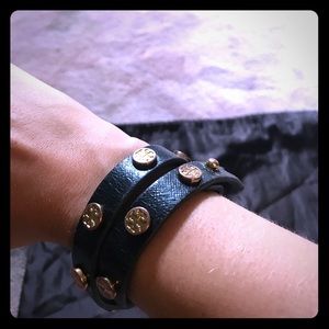 Authentic Tory Burch leather wrap around bracelet