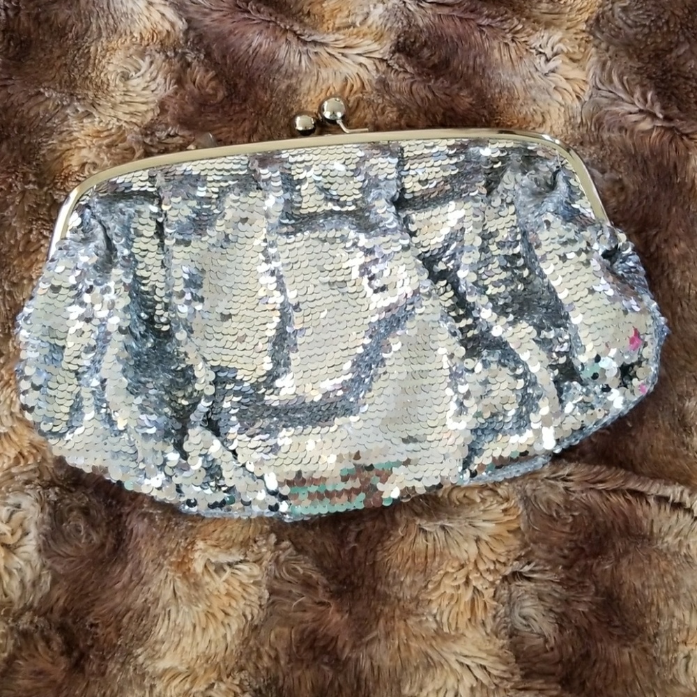 All millenian silver sequin Clutch bag