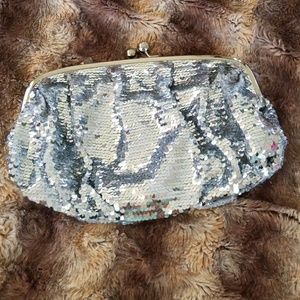 All millenian silver sequin Clutch bag