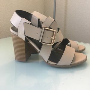 Christian Siriano tan strappy heels