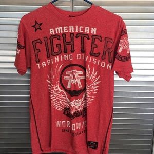 Red and black American fighter tee