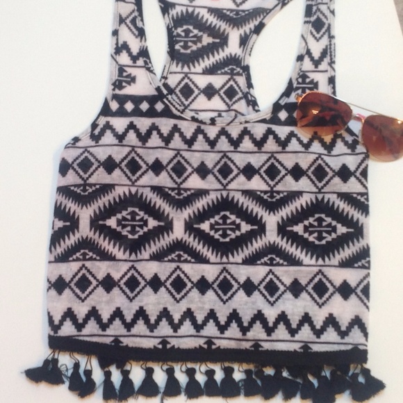 Aztec Fringed Crop Tank - Picture 2 of 3