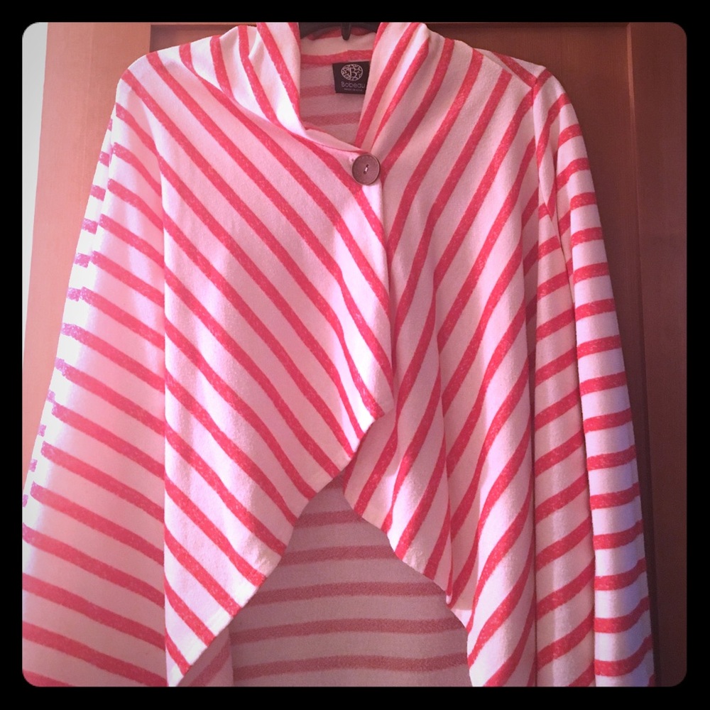Bobeau One-Button Fleece Wrap Cardigan