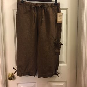 New Size 10 Petite Coldwater Creek Linen Capri