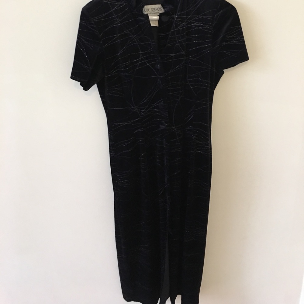 Black velvet with silver stripes button-down
