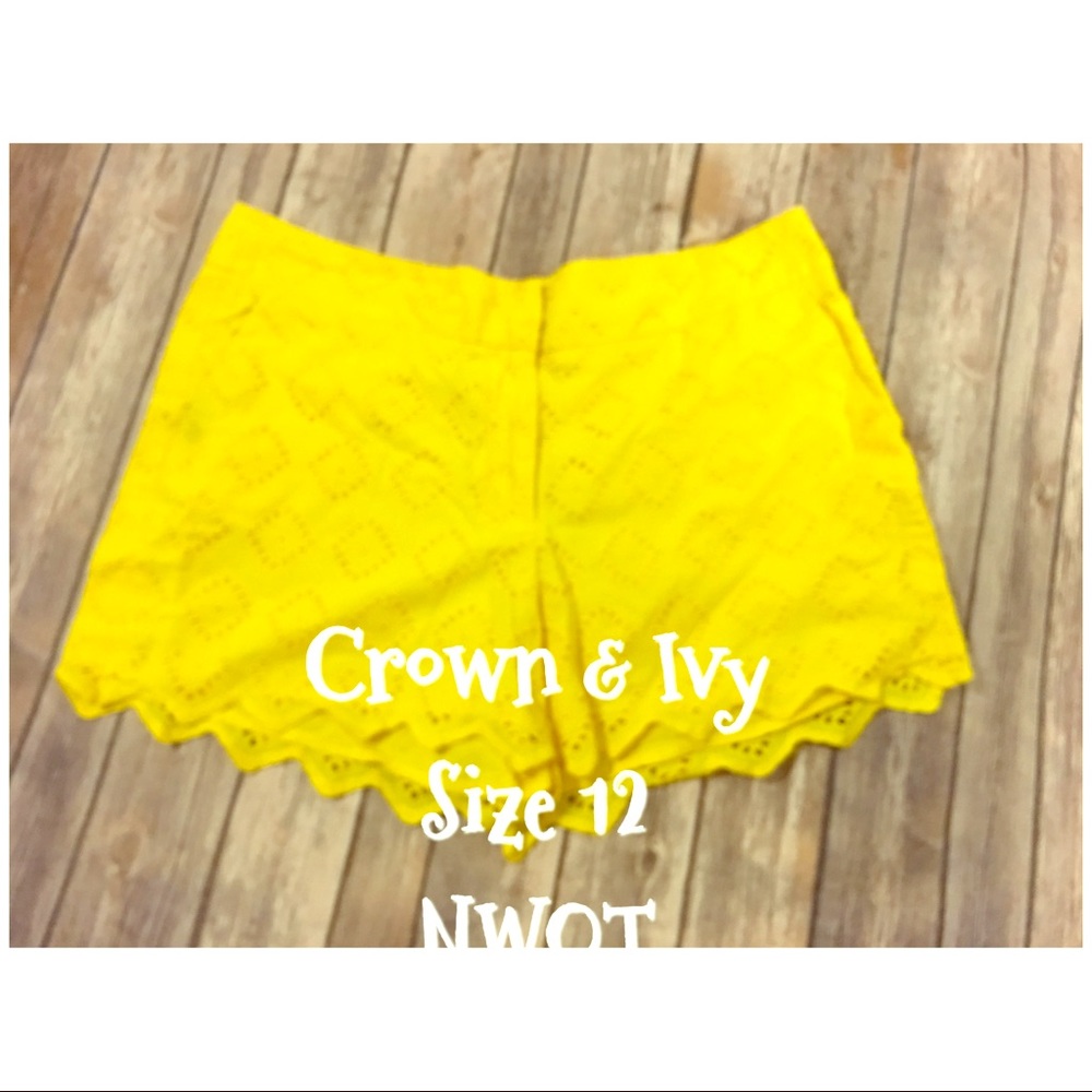 Crown and Ivy Yellow Shorts nwot