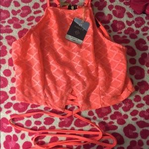 Pink halter crop top