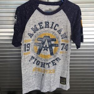 Blue and grey American fighter tee