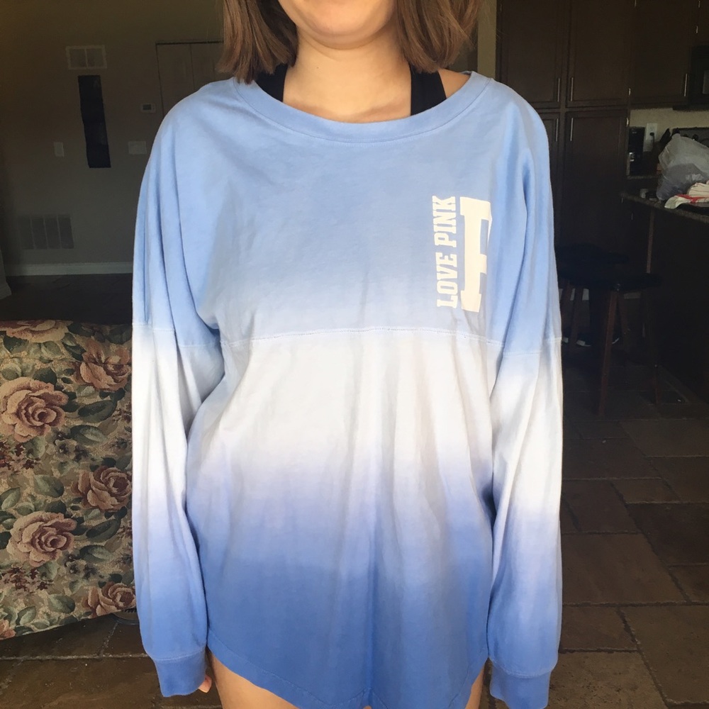 Blue Ombré Love Pink Victoria's Secret Campus Crew
