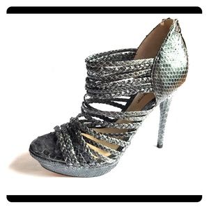 Alexandre Birman python snake cage strappy heels