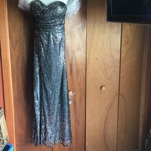 Silver sequins prom dress