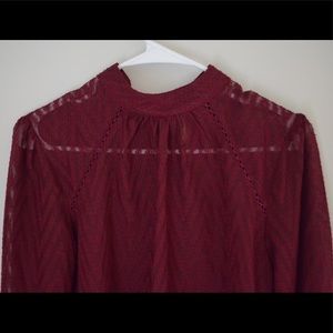 🕊FP Burgundy High Neck Blouse
