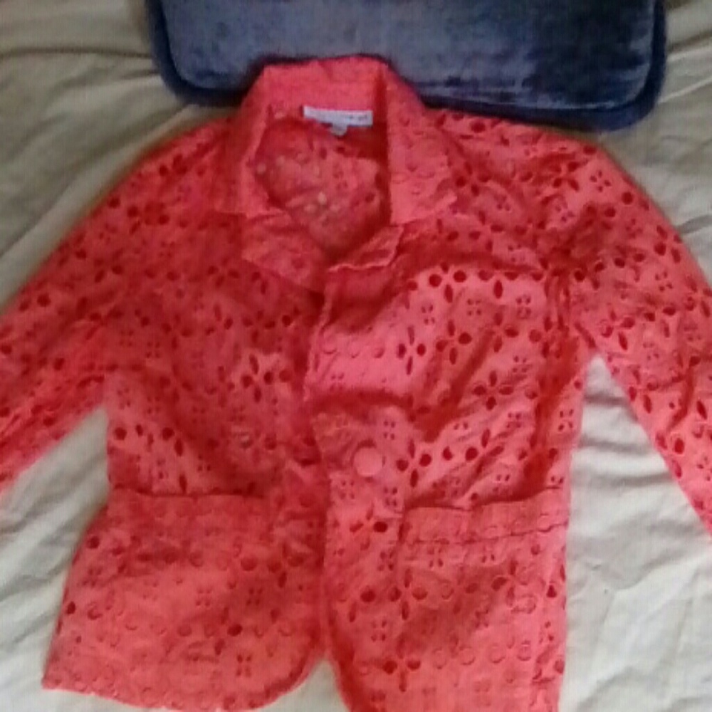 Madison leigh coral eyelet blazer