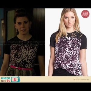 DVF lace/animal print top