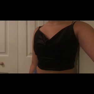 Velvet scoop neck crop top