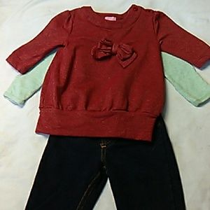 3 shirt one pants combo Size 0-3 months baby girl