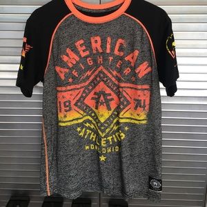 Black and grey American fighter tee