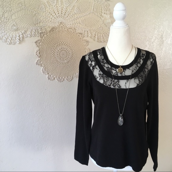 Vince Camuto Sweaters - Vince Camuto light knit lace yoke sweater NWT
