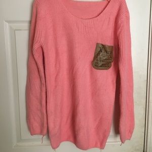 Pink weather with leather pocket