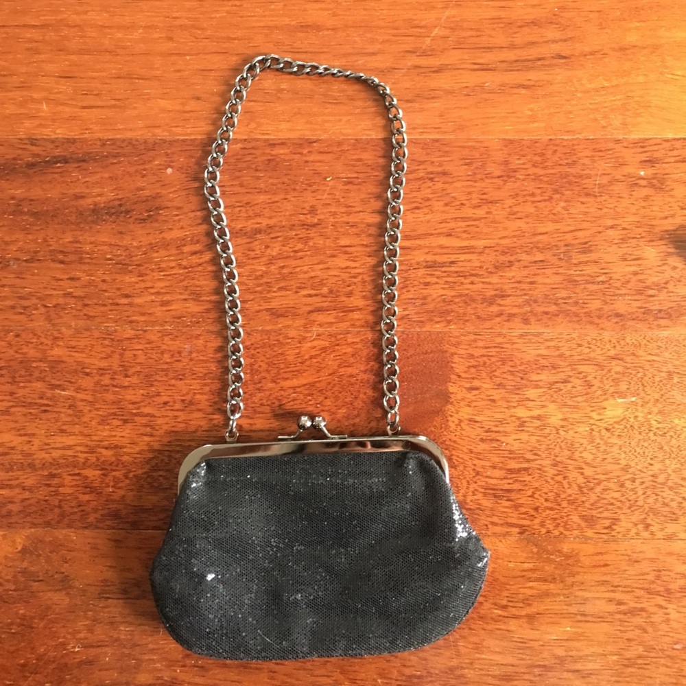 Black Sparkly Clutch bag with Chain Strap