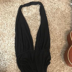 Out from under plunging leotard