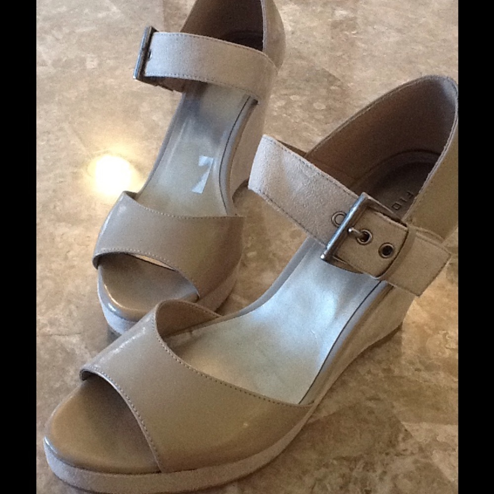 Work and Play Taupe Suede Wedge