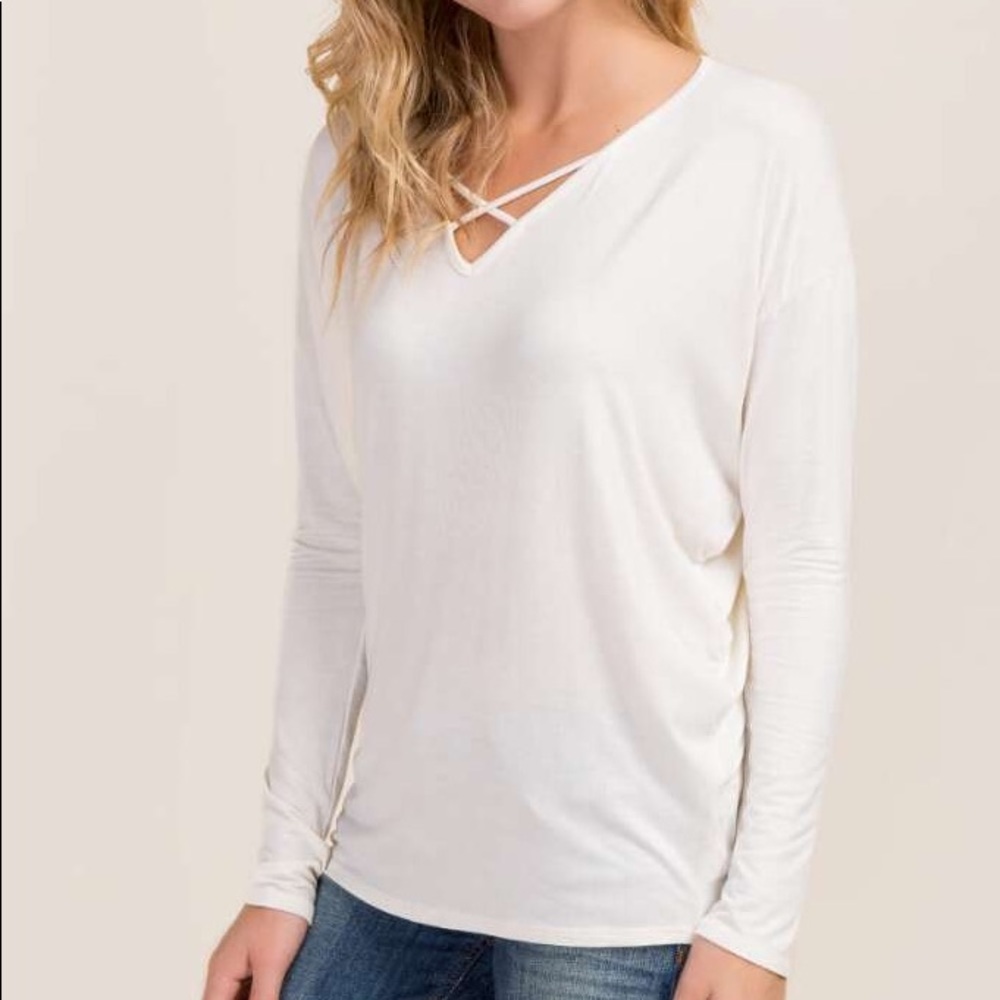 Ivory Jolie X Neck Top
