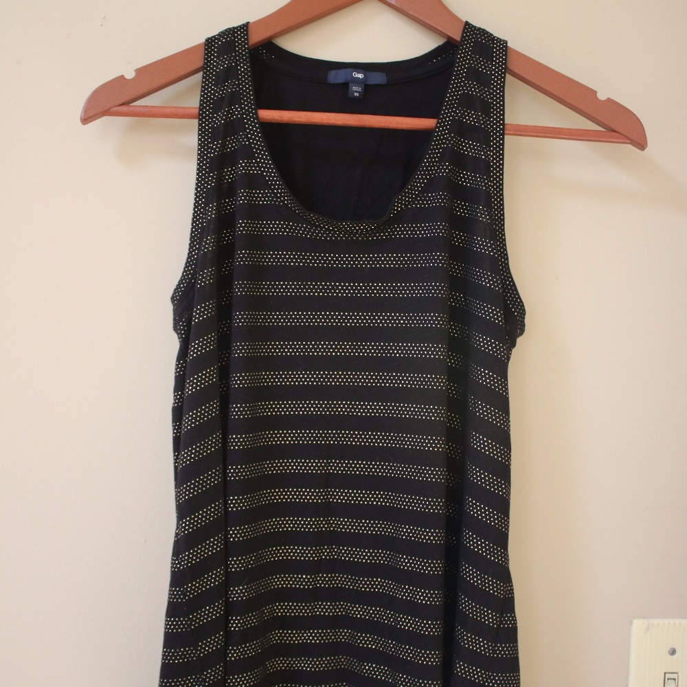 Black tank-top with Gold detailing - Size XS